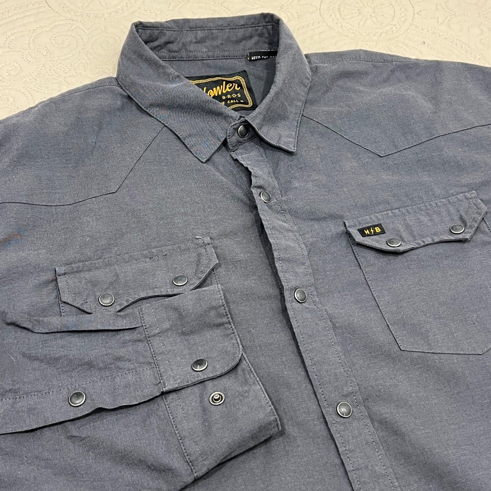 Howler Brothers Gaucho Snapshirt Mens XL Charcoal Grey Western Long Sleeve Snap